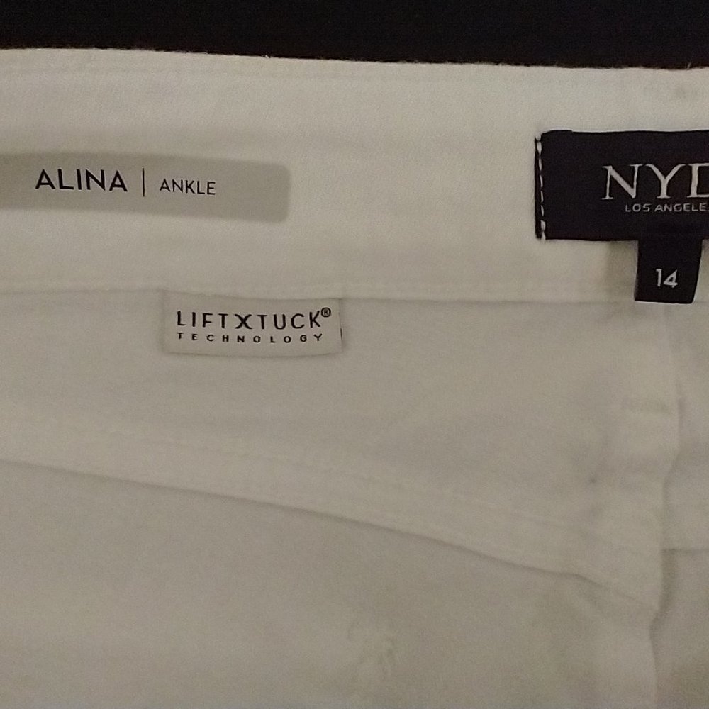 NYDJ Women's White Stretch Jeans Size 14 Alina Lift X Tuck Technology Fringe Hem - Picture 4 of 12